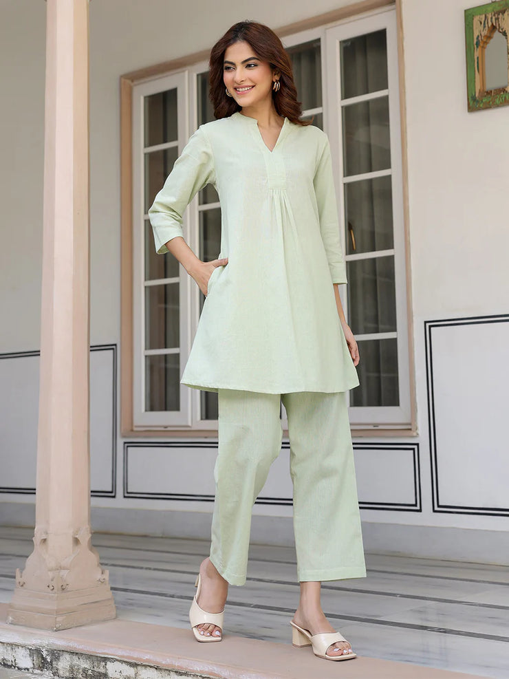 Solid Cotton A-line Co-Ord Set