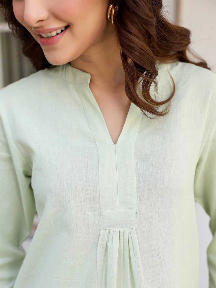 Solid Cotton A-line Co-Ord Set
