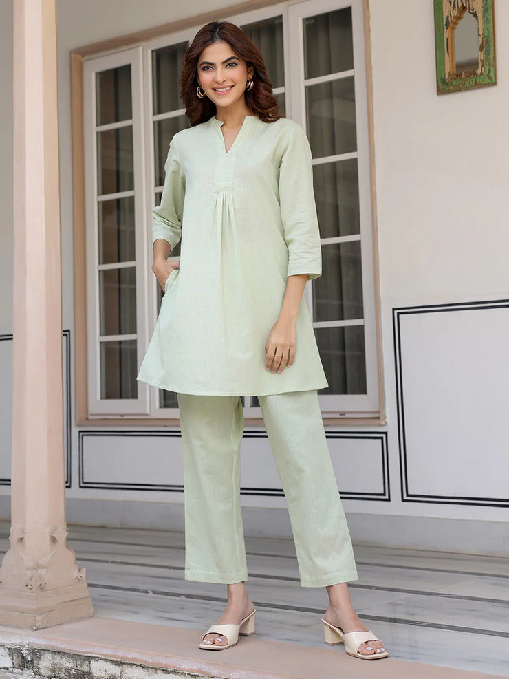 Solid Cotton A-line Co-Ord Set