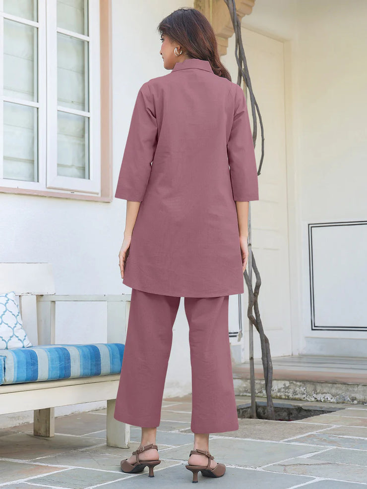 Solid Cotton A-line Co-Ord Set