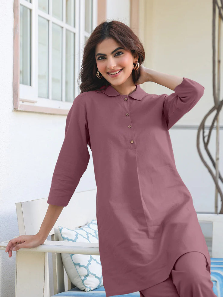 Solid Cotton A-line Co-Ord Set