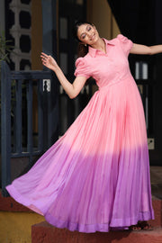 Pink And Purple Party Wear Gown