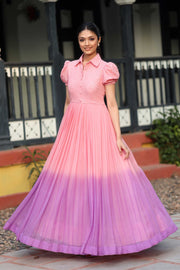 Pink And Purple Party Wear Gown