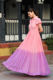 Pink And Purple Party Wear Gown