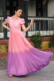 Pink And Purple Party Wear Gown