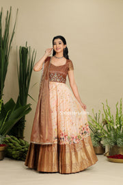 Copper Kota Zari Dress With Floral Print