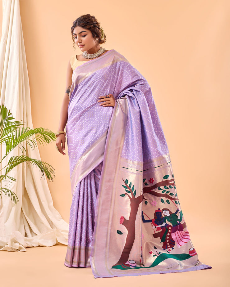 Adorable  Bandhej Paithani Saree