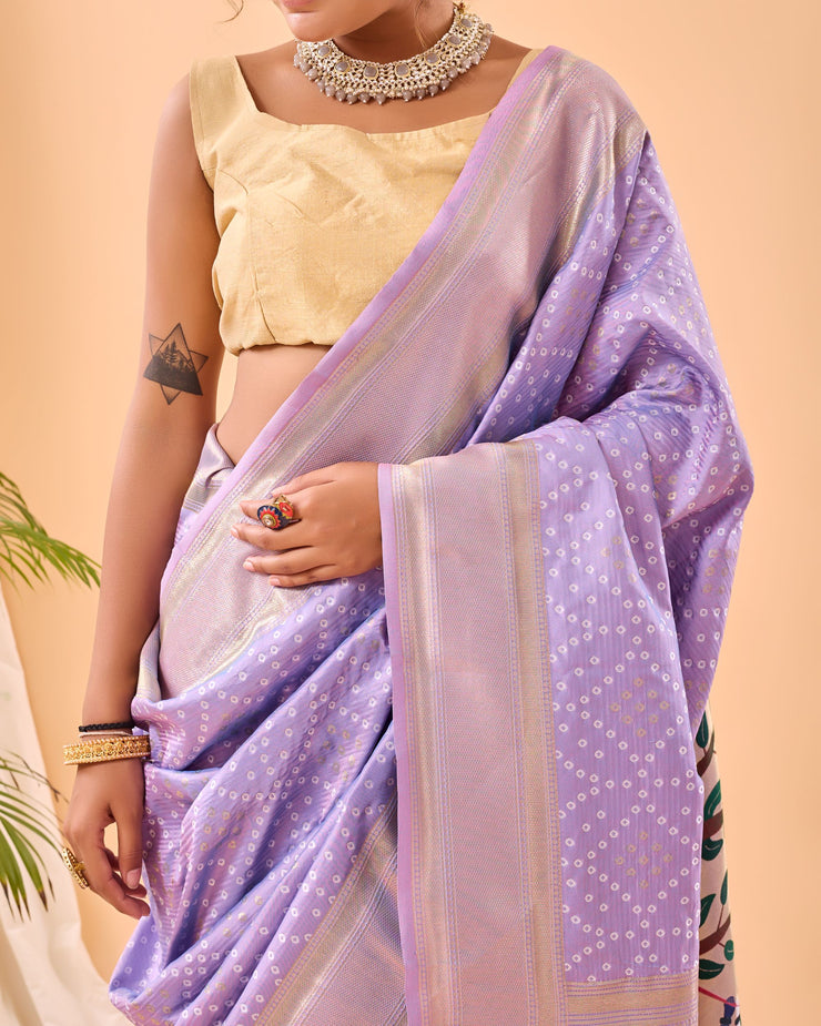 Adorable  Bandhej Paithani Saree