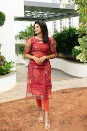 Floral Organza  Kurta