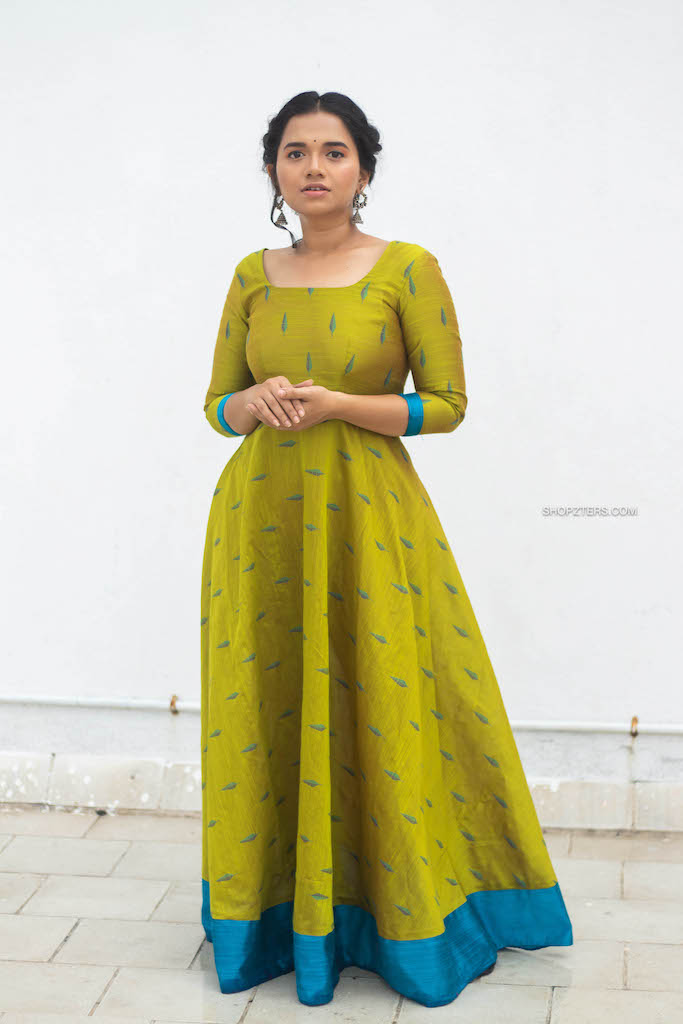 Pear Green Dupion Maxi Dress