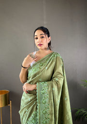 Matka Silk Saree With Cutwork Border