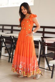 Blissful orange  midi dress