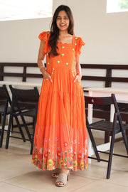 Blissful orange  midi dress