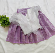 White Ruffle Top with Lavender Skirt