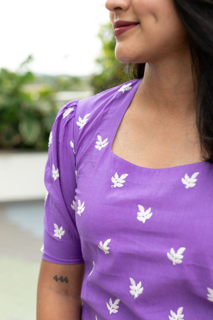 Purple Floral Embroidery Kurta