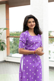 Purple Floral Embroidery Kurta