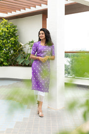 Purple Floral Embroidery Kurta