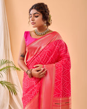 Adorable  Bandhej Paithani Saree