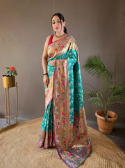 Paithani And Patola Fusion Saree With Meenakari Pallu