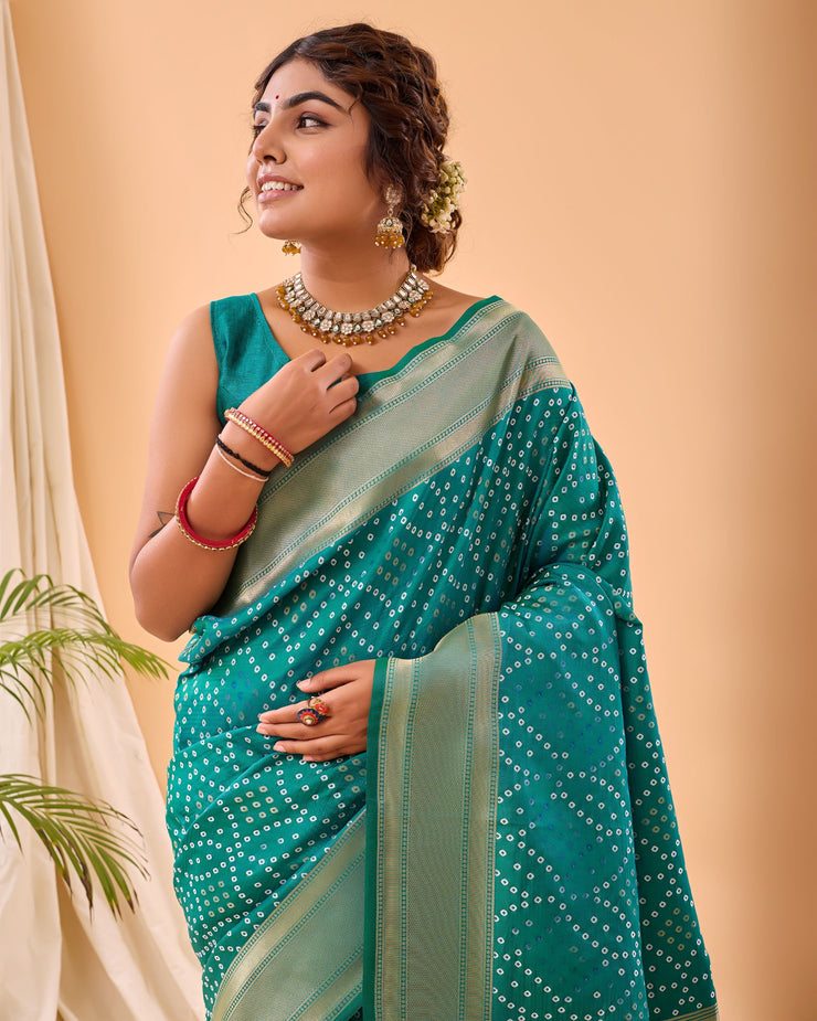 Adorable  Bandhej Paithani Saree