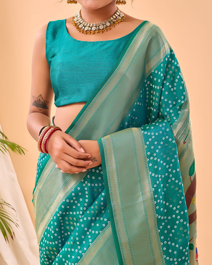 Adorable  Bandhej Paithani Saree