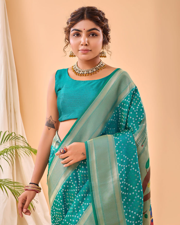 Adorable  Bandhej Paithani Saree