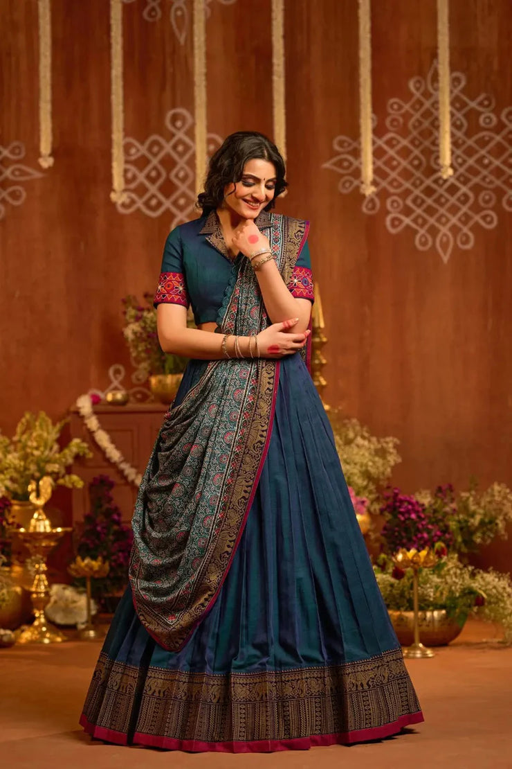 Peacock Blue Lehenga Set