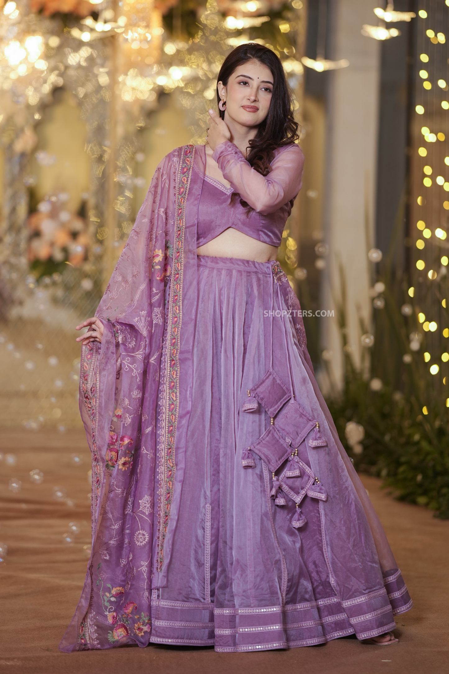 Inara Purple Organza Lehenga Set