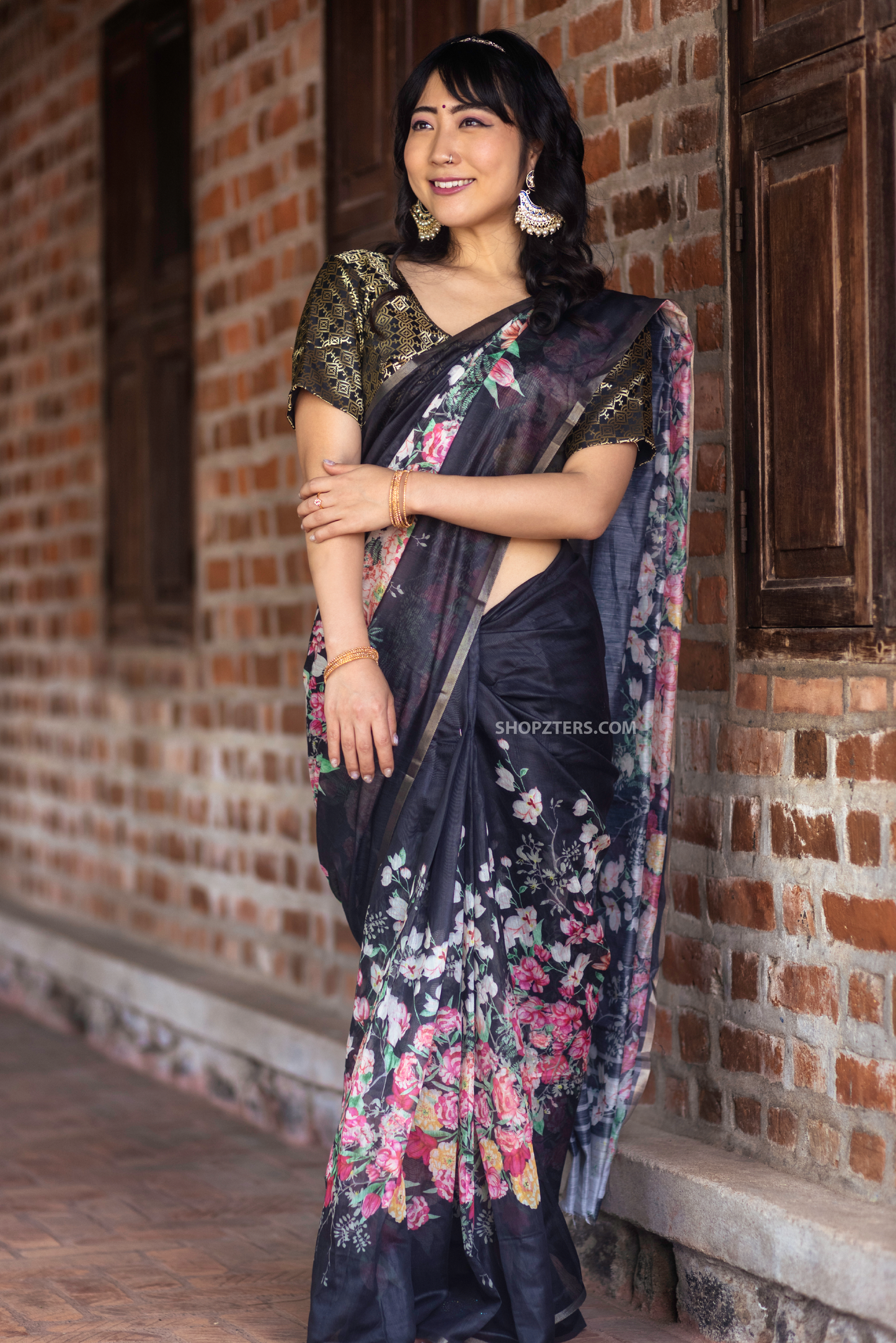 Black Floral Saree