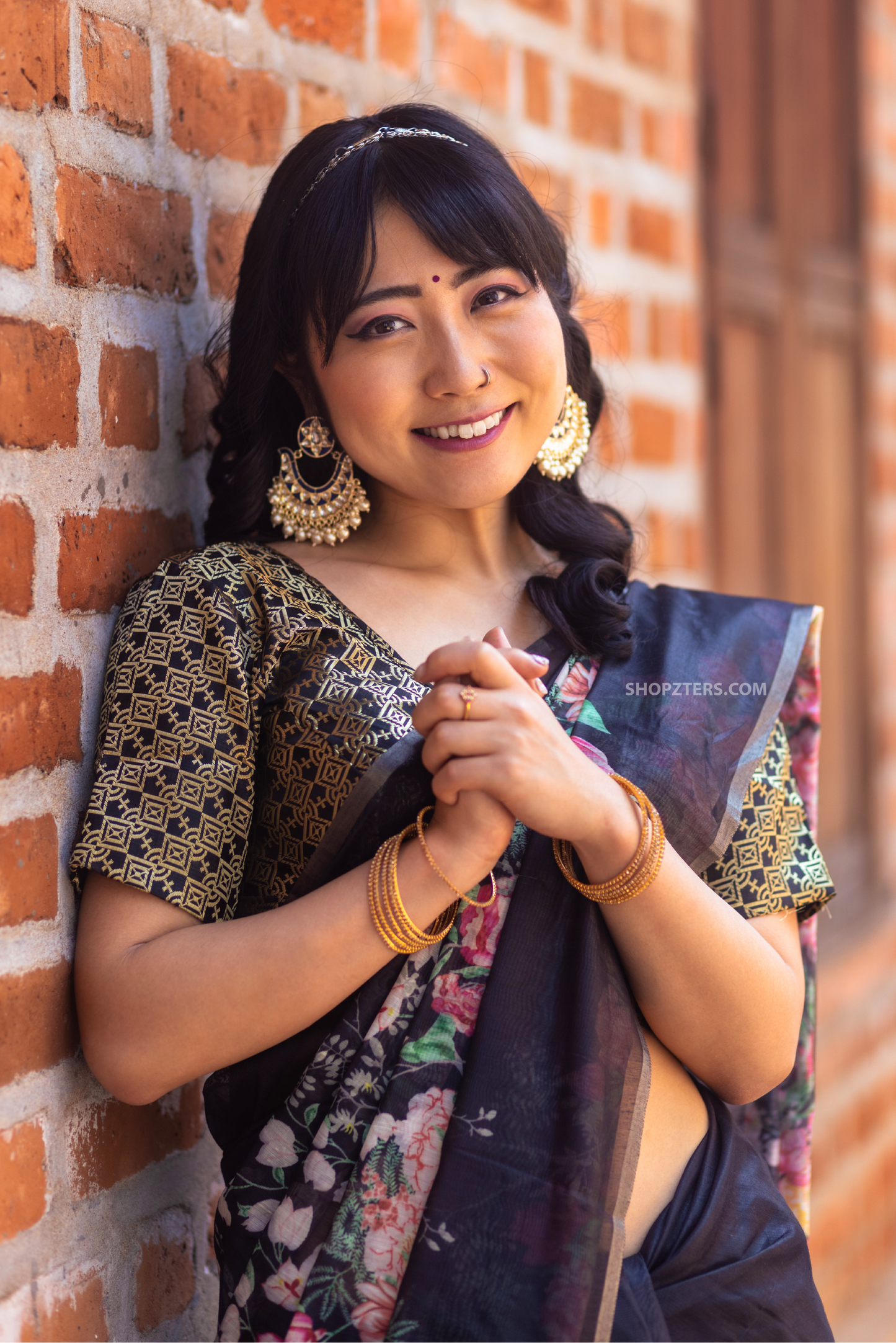 Black Floral Saree