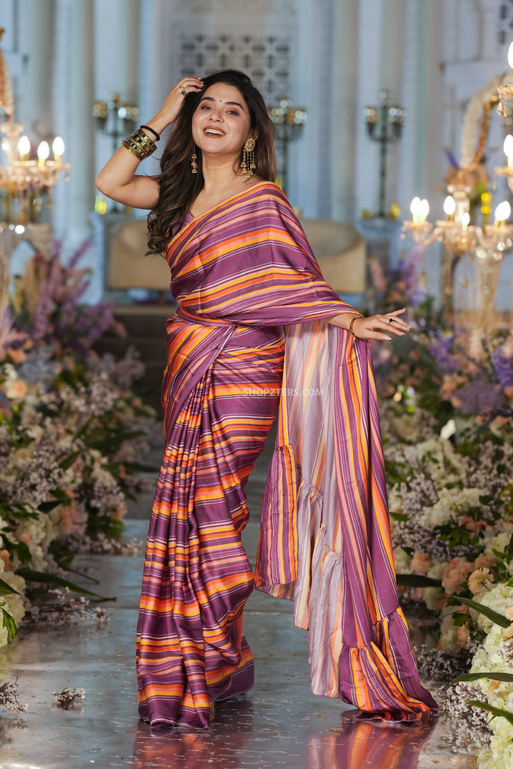 JAIRO STRIPS SATIN SILK SAREE Shopzters