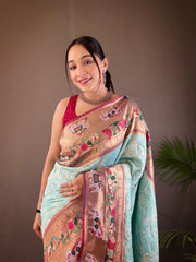 Paithani And Patola Fusion Saree With Meenakari Pallu