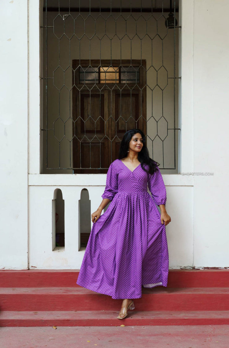 Lavender Bandhani Dress