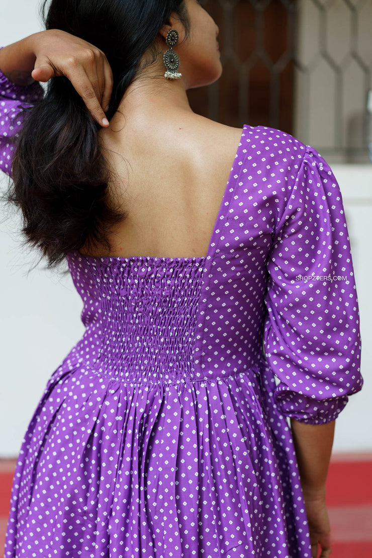 Lavender Bandhani Dress