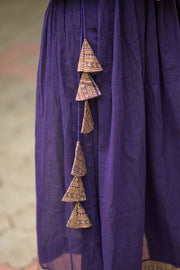 Handloom Violet V-Neck Kurta With Palazzo Pant