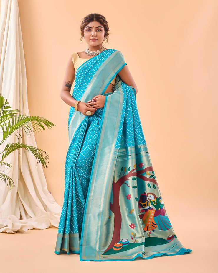 Adorable  Bandhej Paithani Saree