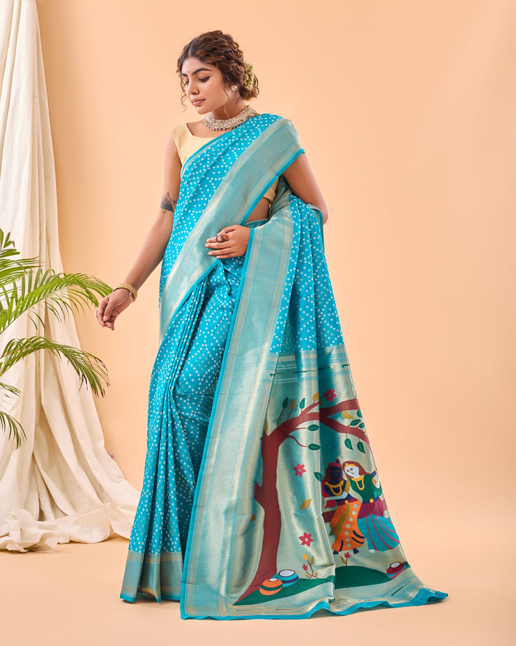 Adorable  Bandhej Paithani Saree