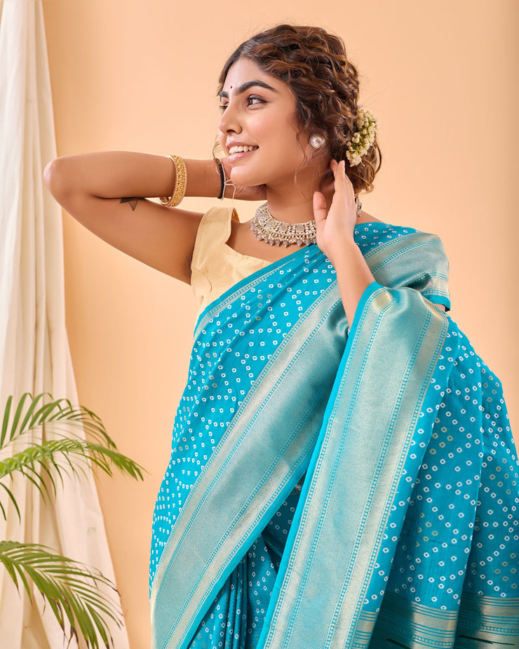 Adorable  Bandhej Paithani Saree