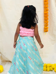 Baby pink and blue leaf skirt