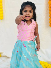 Baby pink and blue leaf skirt