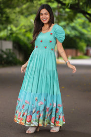 Turquoise blue hue Charm Midi Dress