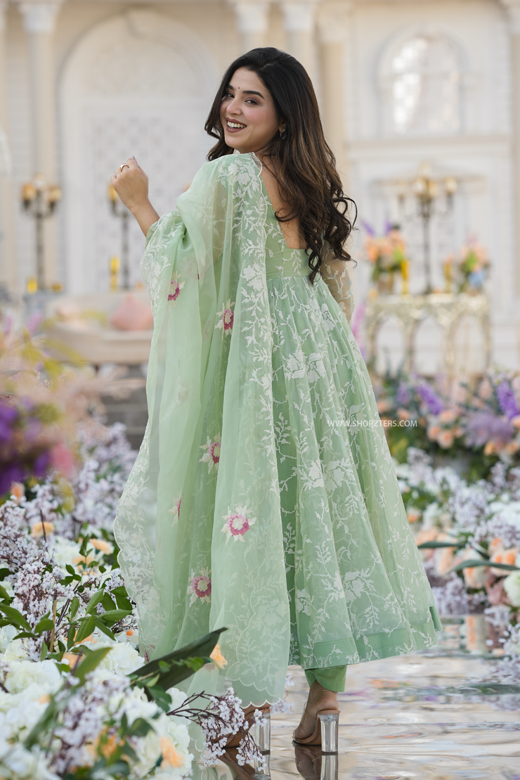 Sahistha Mint Green Organza Suit Set