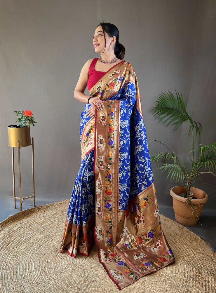 Paithani And Patola Fusion Saree With Meenakari Pallu