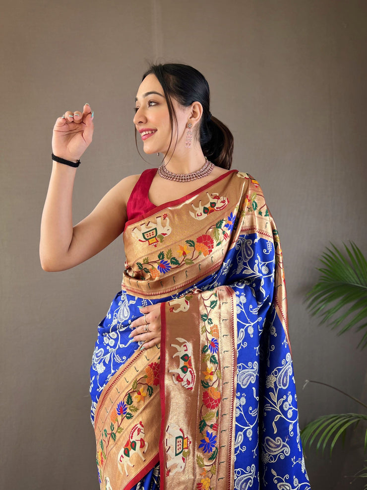 Paithani And Patola Fusion Saree With Meenakari Pallu