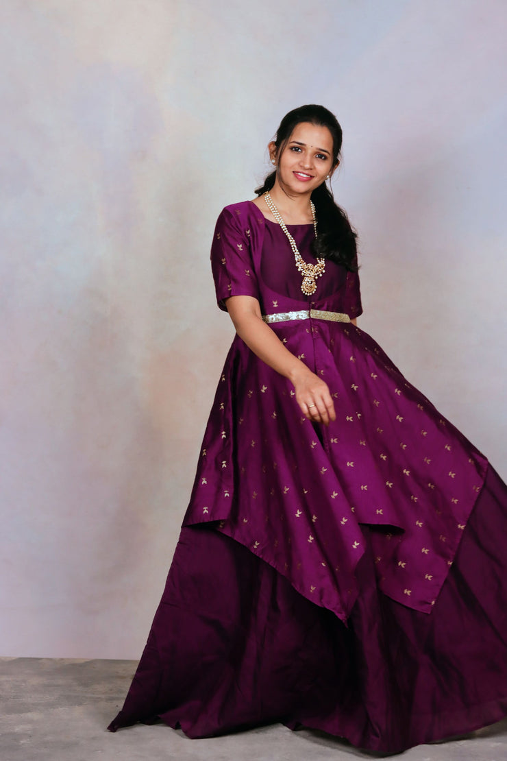 Deep Purple Maxi With Shrug Set