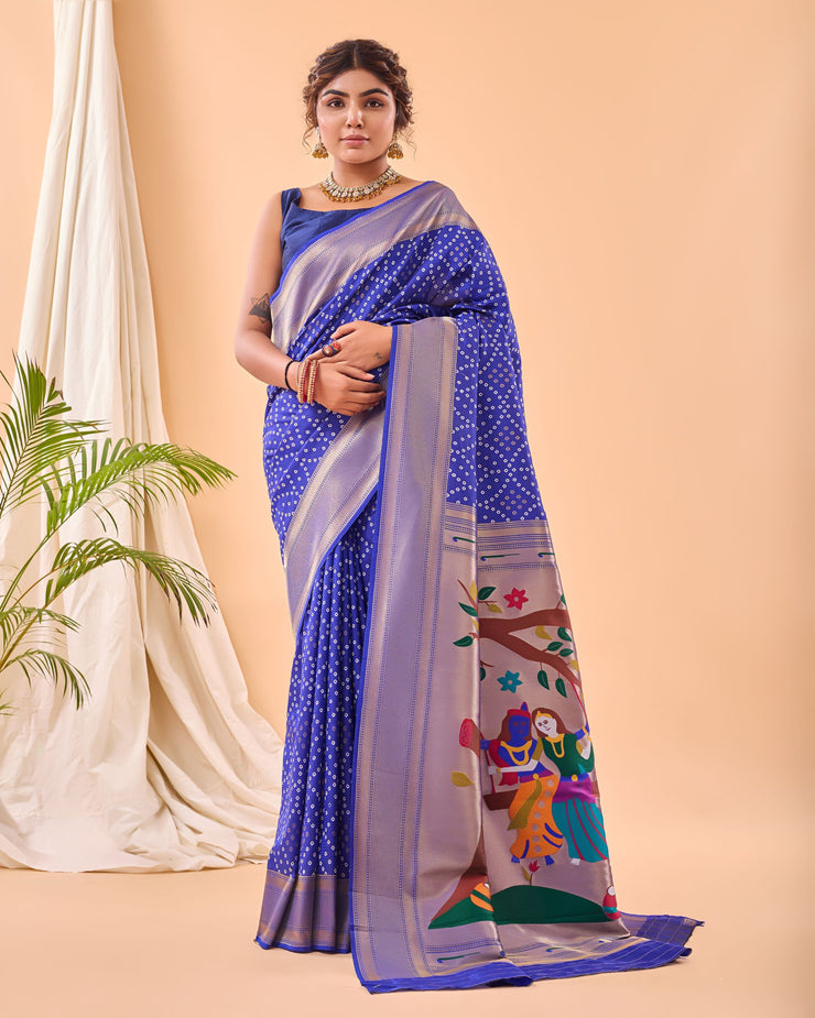 Adorable  Bandhej Paithani Saree