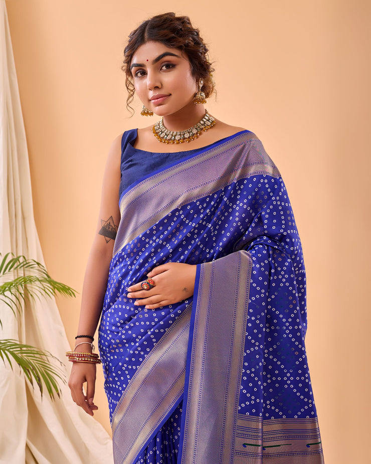 Adorable  Bandhej Paithani Saree