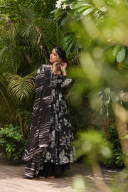 Mehrunissa Black Cotton Suit Set