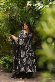 Mehrunissa Black Cotton Suit Set