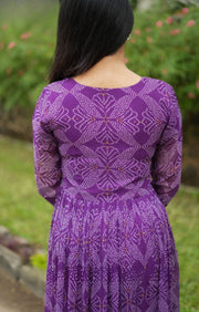Panna Bandhej Kurta Set in Purple